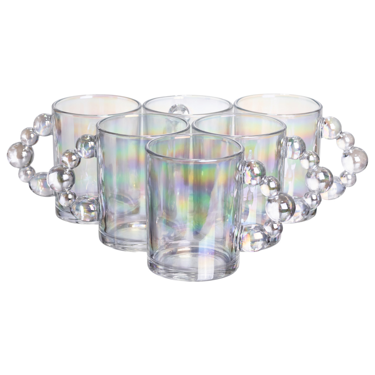 Набір чашок 6 шт для чаю та кави по 350 (мл) кружки скляні rainbow HP-19-ZD-4