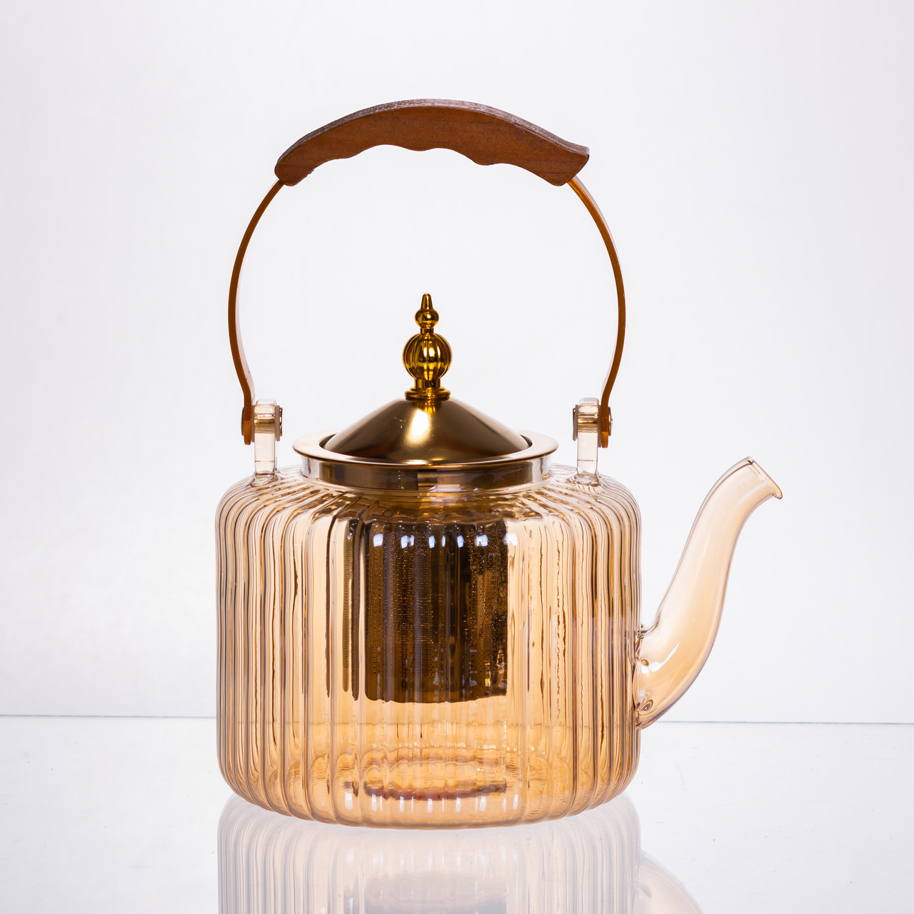 Набір для заварювання чаю зі скляним чайником та 6 чашок, коричневий 64486-38