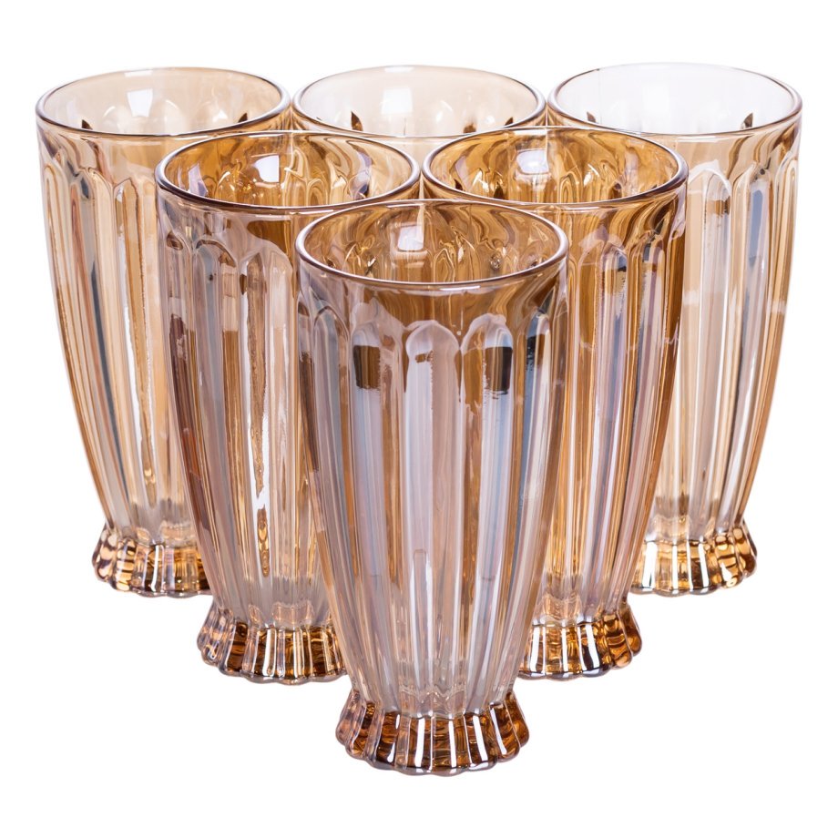 Набір глечик 1 л зі склянками 6 (шт) по 300 мл для напоїв, лимонадів, соку, води, мохіто Прозорий HP-19-2080GLD