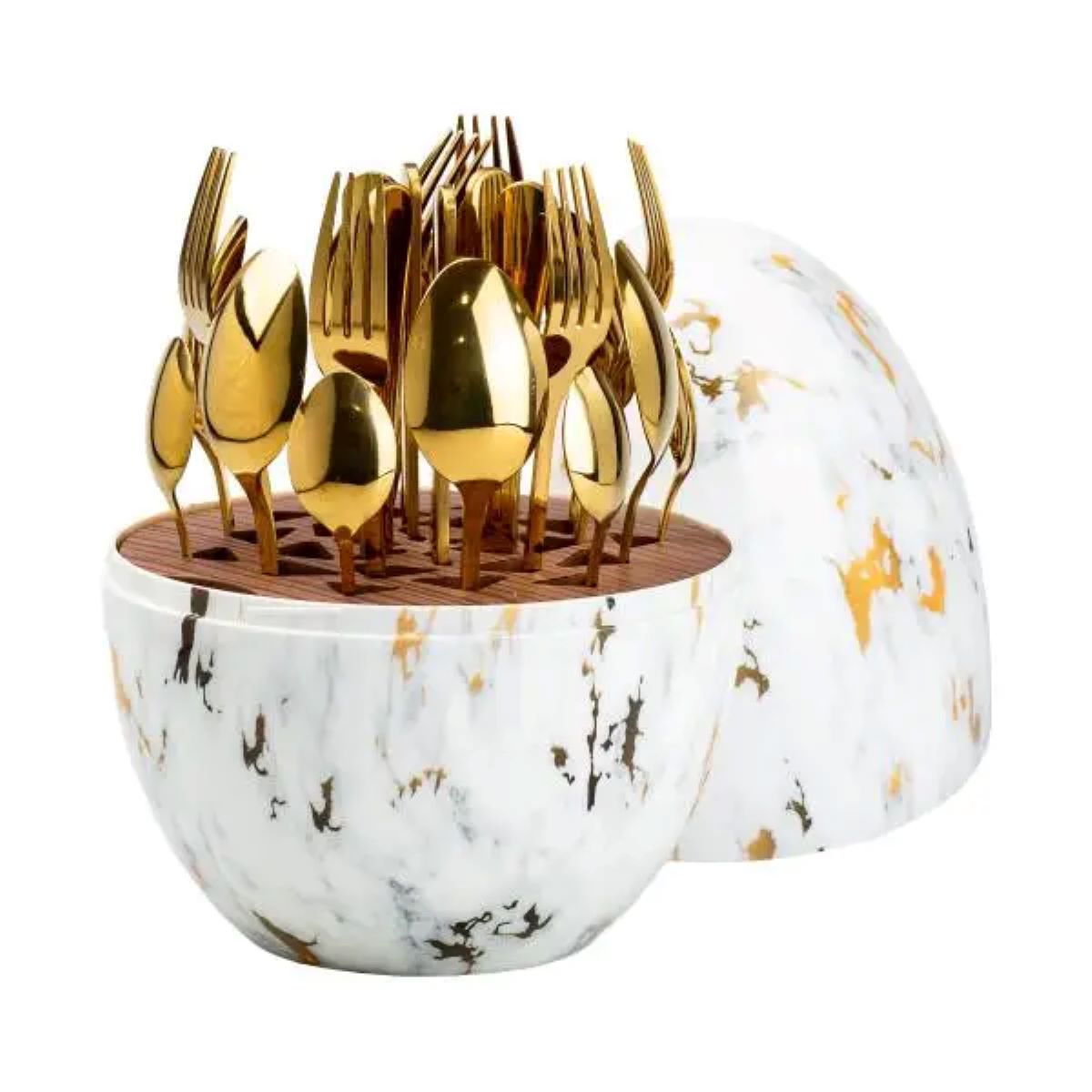 Набір столових приладів на 6 персон із нержавіючої сталі 24 штуки з підставкою Яйце HP7884