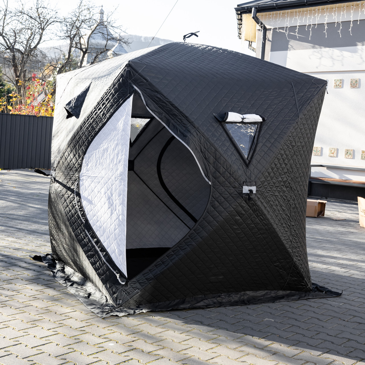 Намет зимовий утеплений "куб" (3-місний 210х210х210), Зимовий намет для рибалки туризму кемпінгу та подорожей Чорний LU-BD18B