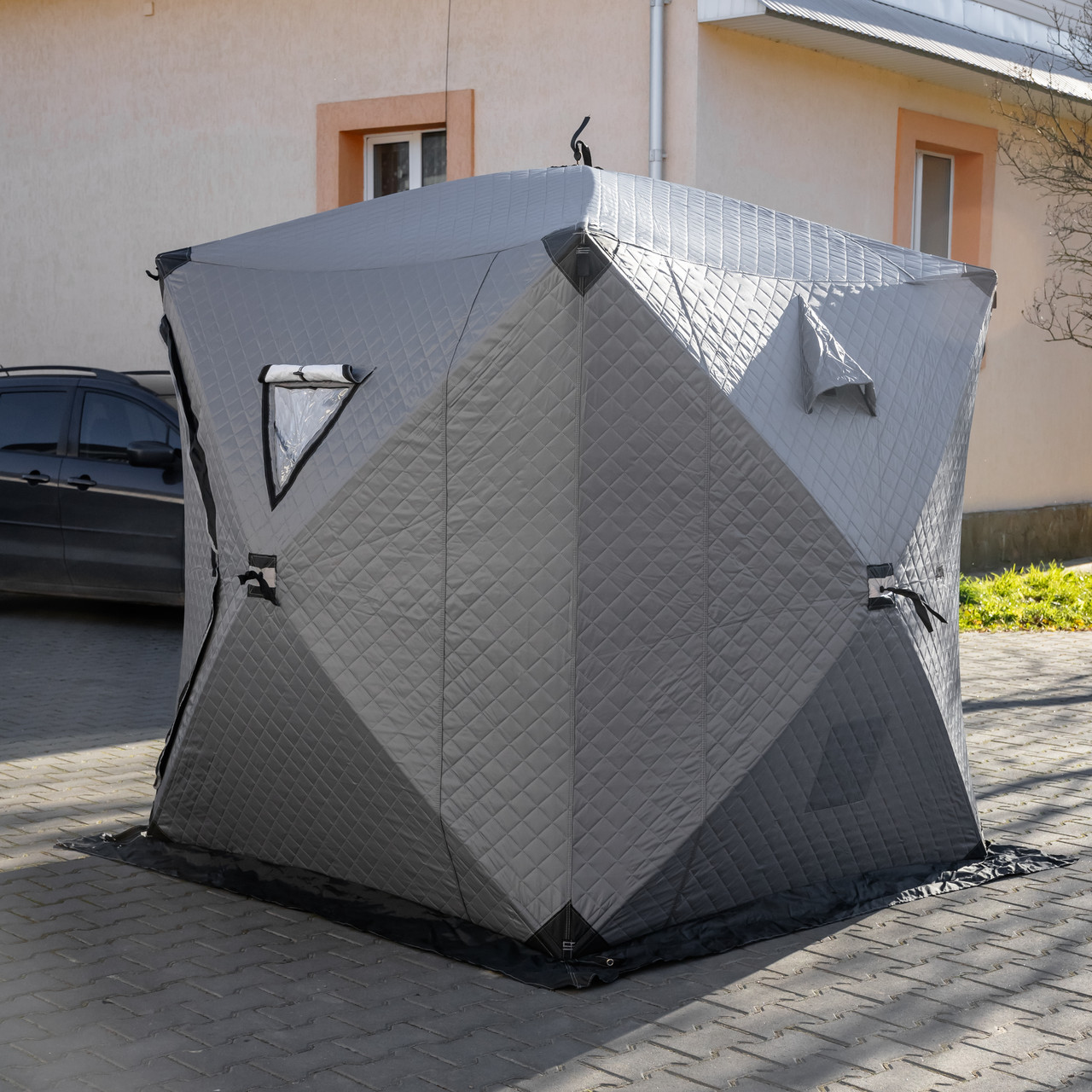 Намет зимовий утеплений "куб" (3-місний 210х210х210), Зимовий намет для рибалки туризму кемпінгу та подорожей Сірий LU-BD18G