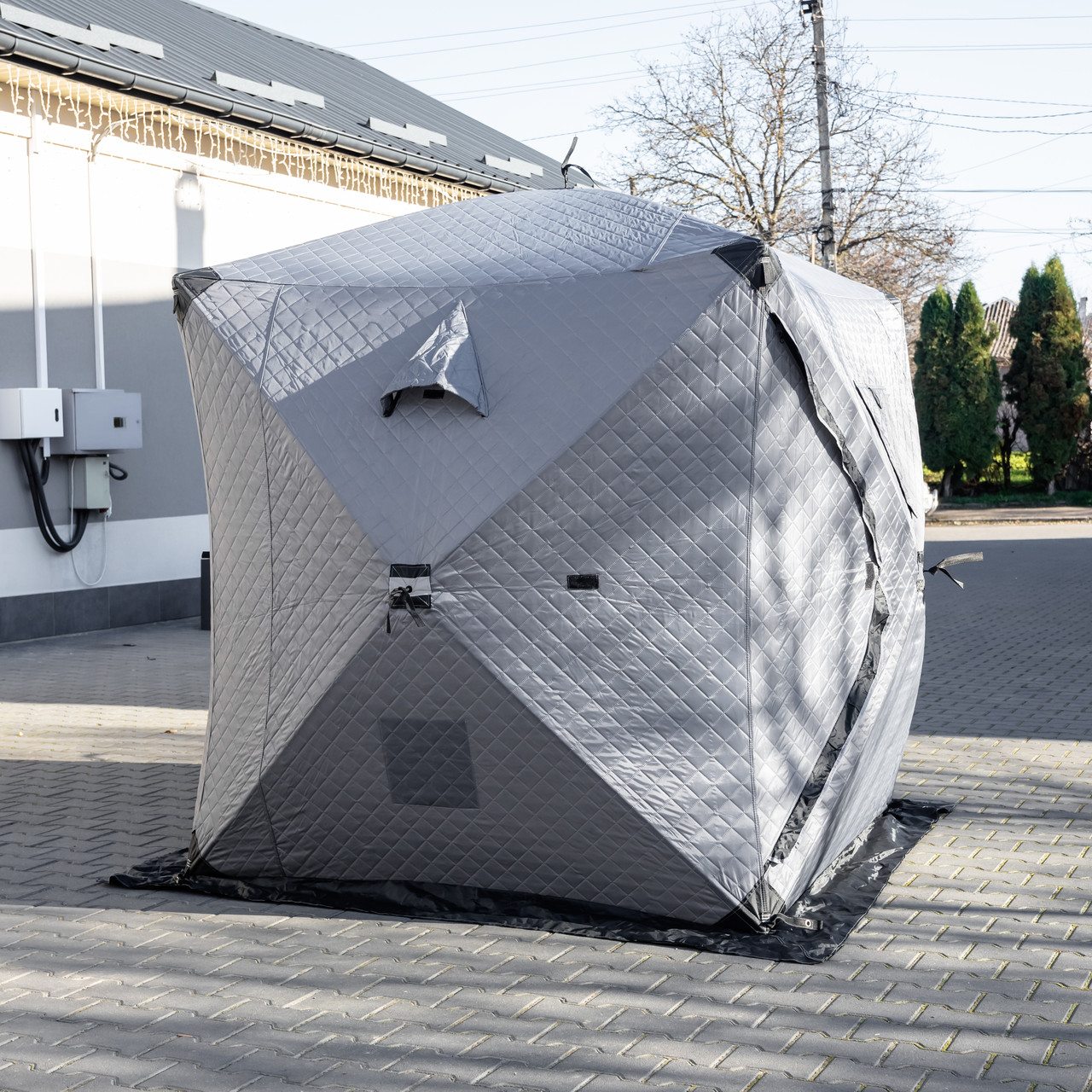 Намет зимовий утеплений "куб" (3-місний 210х210х210), Зимовий намет для рибалки туризму кемпінгу та подорожей Сірий LU-BD18G