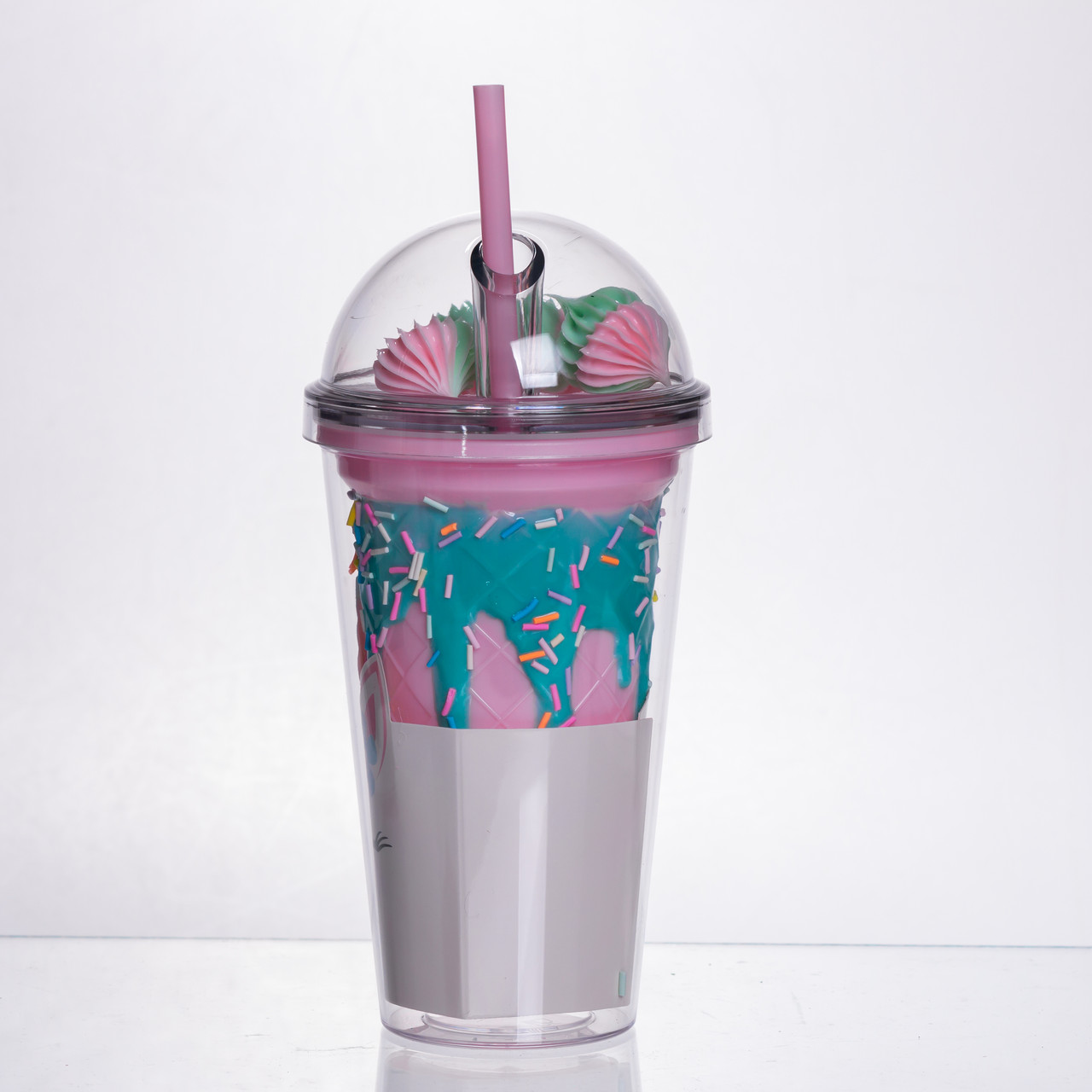 пластиковий стакан з трубочкою і кришкою 400 мл багаторазовий HP-18-1TUP