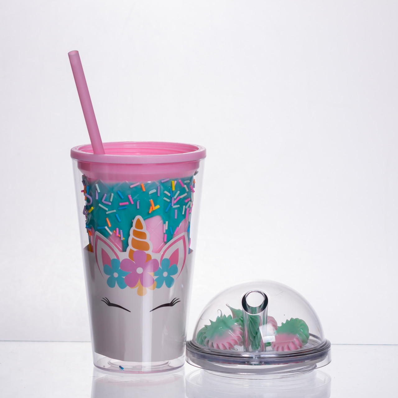 пластиковий стакан з трубочкою і кришкою 400 мл багаторазовий HP-18-1TUP