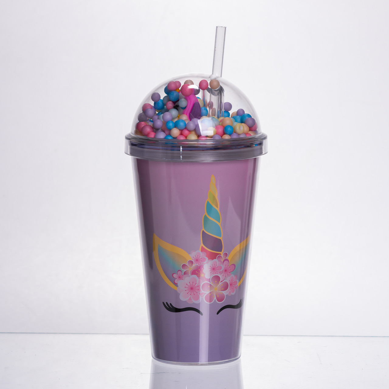 пластикова склянка з трубочкою та кришкою 400 (мл) багаторазова пластикова склянка Фіолетовий HP-18-2V