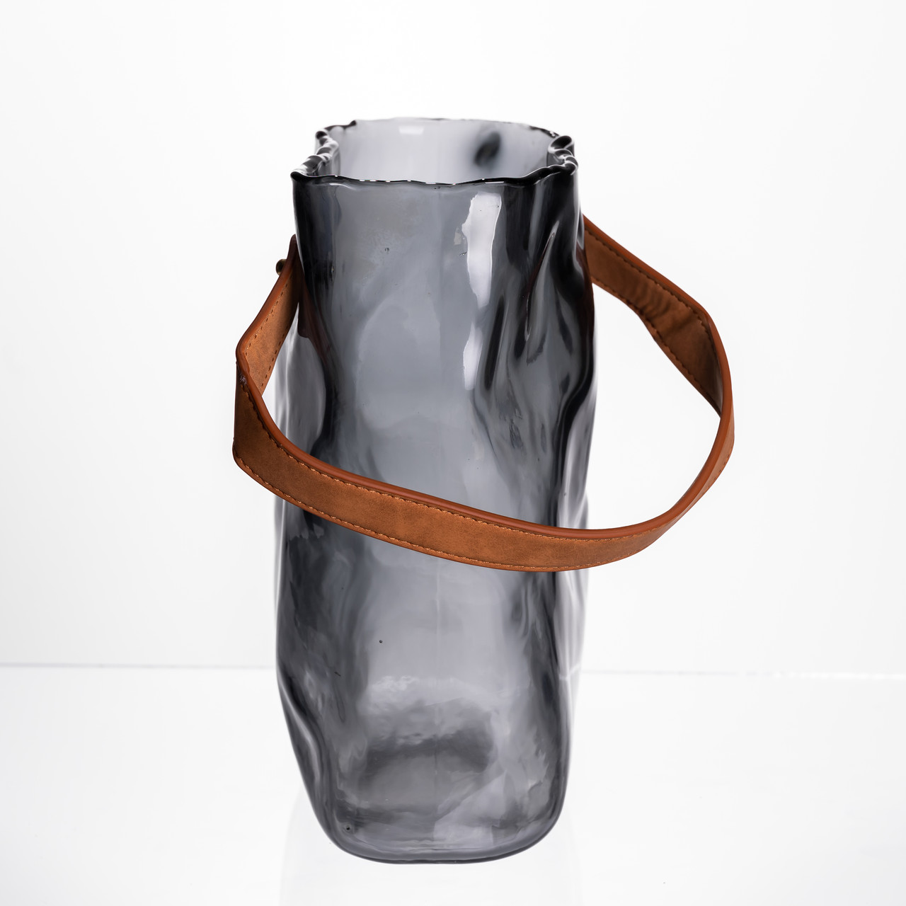 Подарункова скляна ваза сумочка з ручкою 18×9×25 (см) декоративна Сірий HP-19-157-2