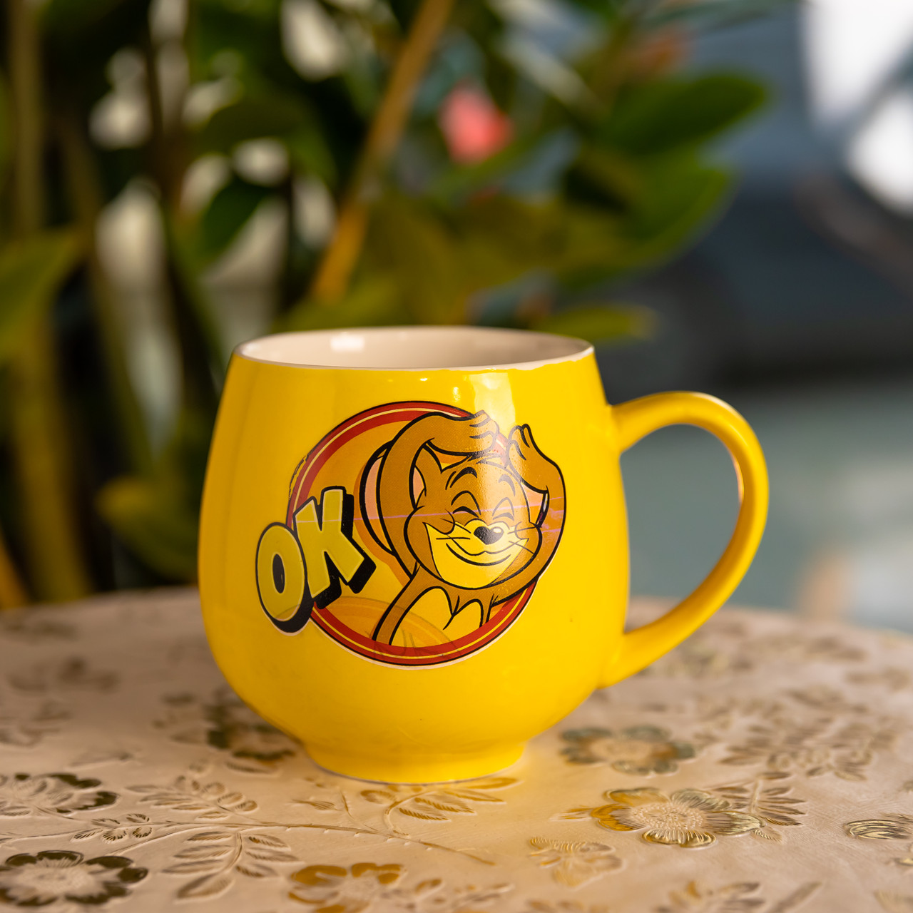 Святкова порцелянова чашка "Веселі Герої" 400 мл, Кружка дитяча із порцеляни на подарунок Жовта FM-13OK