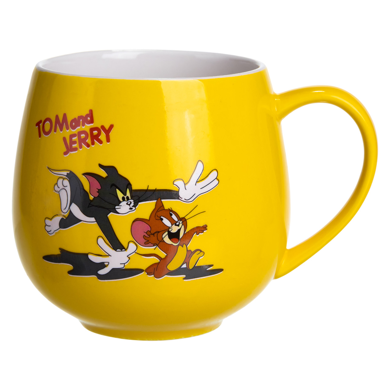 Святкова порцелянова чашка "Веселі Герої" 400 мл, Кружка дитяча із порцеляни на подарунок Жовта FM-13TJB