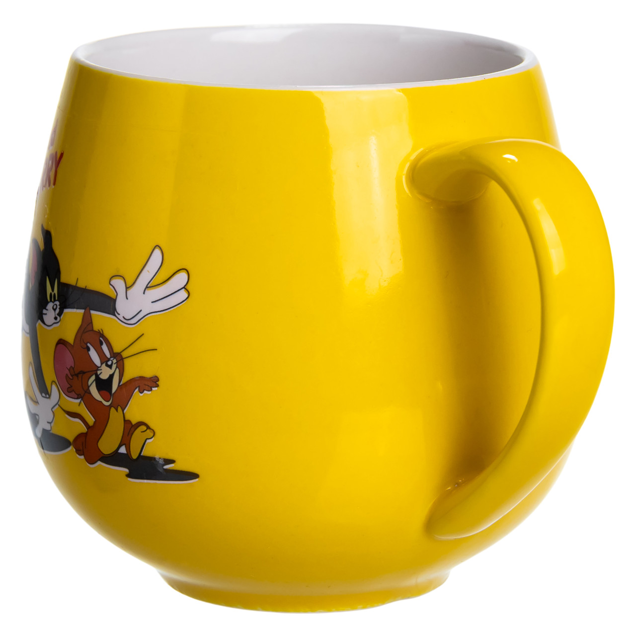 Святкова порцелянова чашка "Веселі Герої" 400 мл, Кружка дитяча із порцеляни на подарунок Жовта FM-13TJB