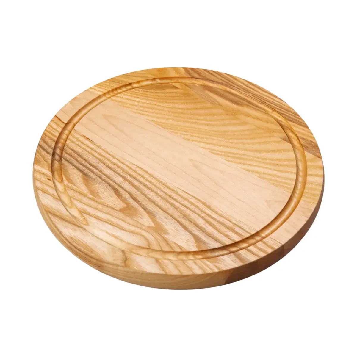 Обробна дерев'яна дошка кругла 25 см для подачі нарізки ясен C10W250