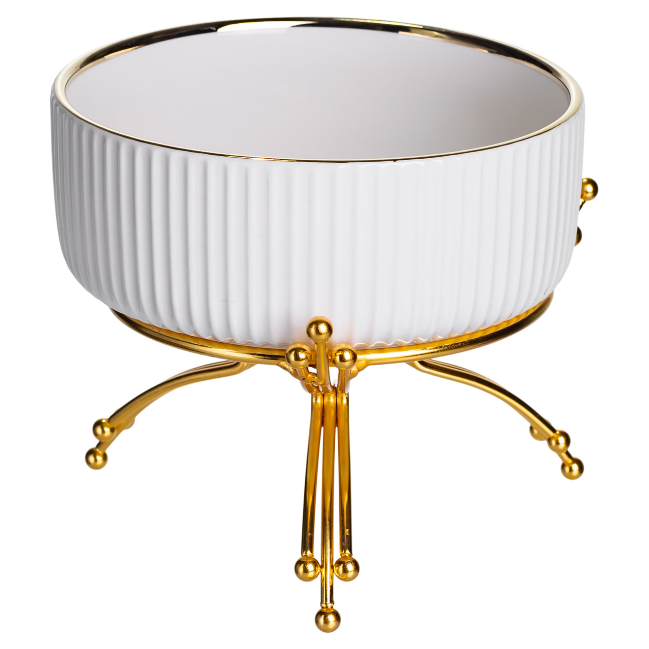 Салатник порцеляновий на металевій підставці Ø16 (см) тарілка для салату салатниця Золото LB-1568G