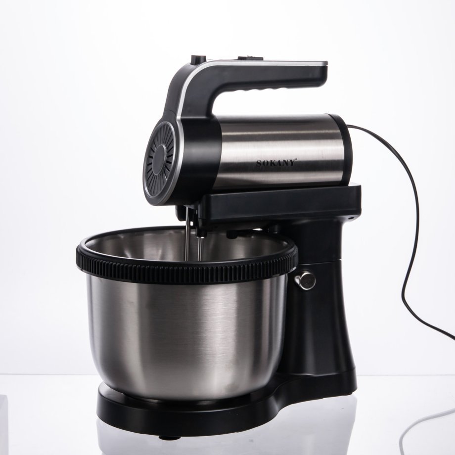 Стаціонарний міксер Sokany з чашею 4 л, 1000 Вт, 5 швидкостей, 2 насадки, віночки та гаки SK-6662