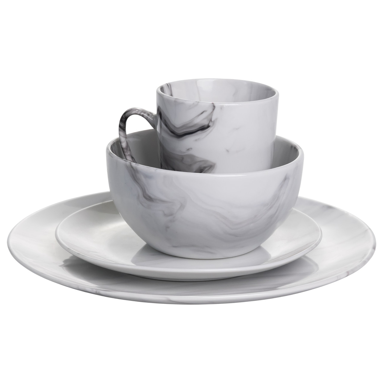 Столовий набір посуду тарілок і чашок 24 предметів на 6 персон Marmor порцеляновий MD-24-2G