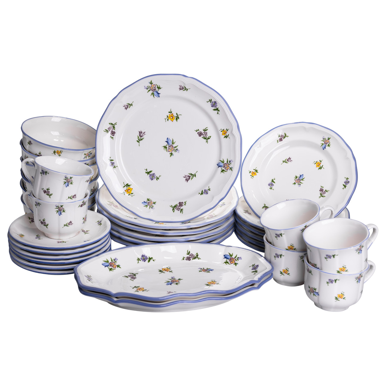 Столовий набір посуду тарілок і чашок 32 предмети на 6 персон Retro Floral порцеляновий, обідній столовий сервіз тарілок YY78-9A