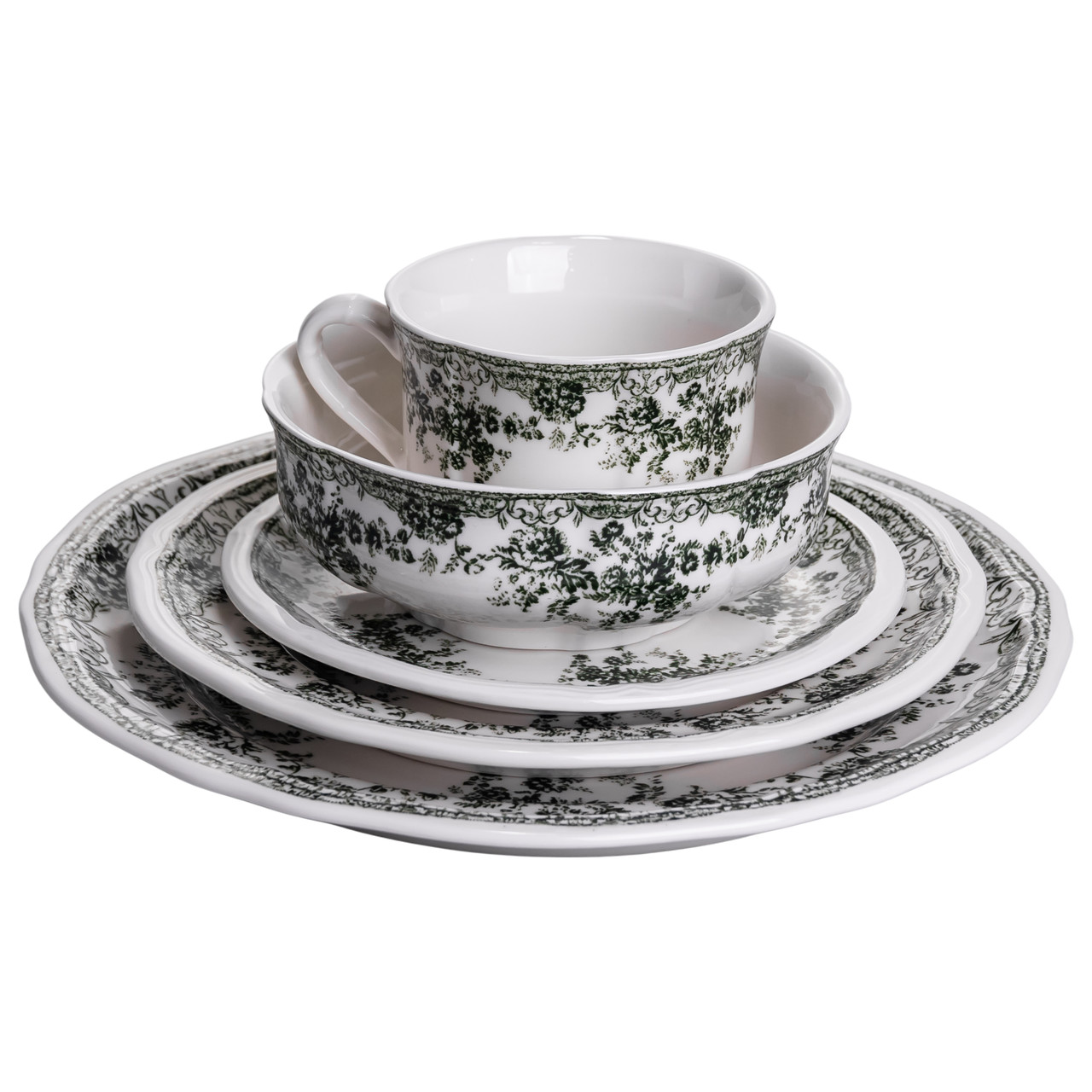 Столовий набір посуду 32 предмети на 6 осіб Vintage Elegant порцеляновий Чорний YY78-7A