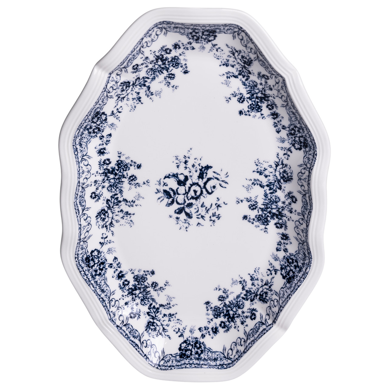 Столовий набір посуду тарілок і чашок 32 предмети на 6 персон Vintage Elegant порцеляновий, обідній столовий сервіз тарілок Синій YY78-6A