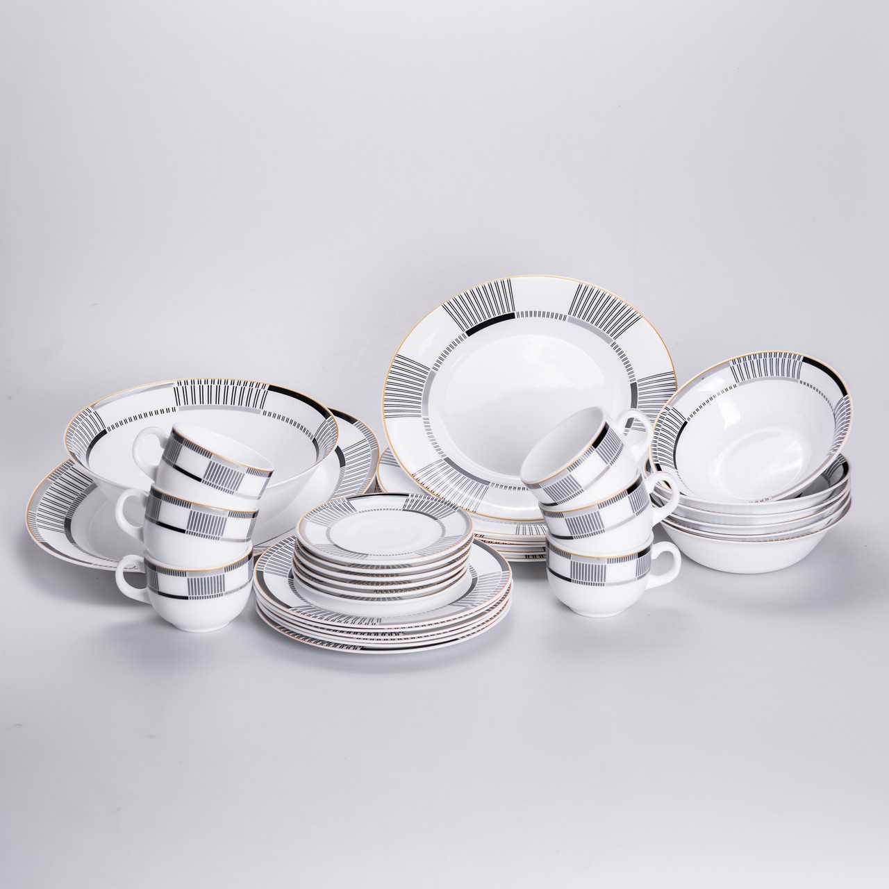 Столовий сервіз з порцеляни Geometry на 6 осіб 32 предмети HP-HK-6