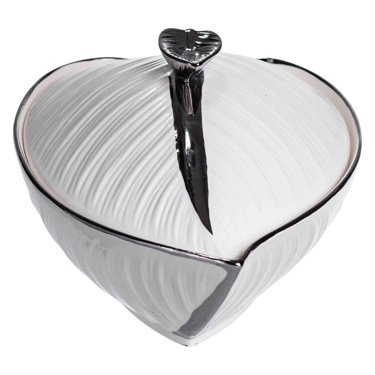 Супниця 800 (мл) порцелянова 32×21×16 (см) з кришкою Білий з сріблом XL-4054AS