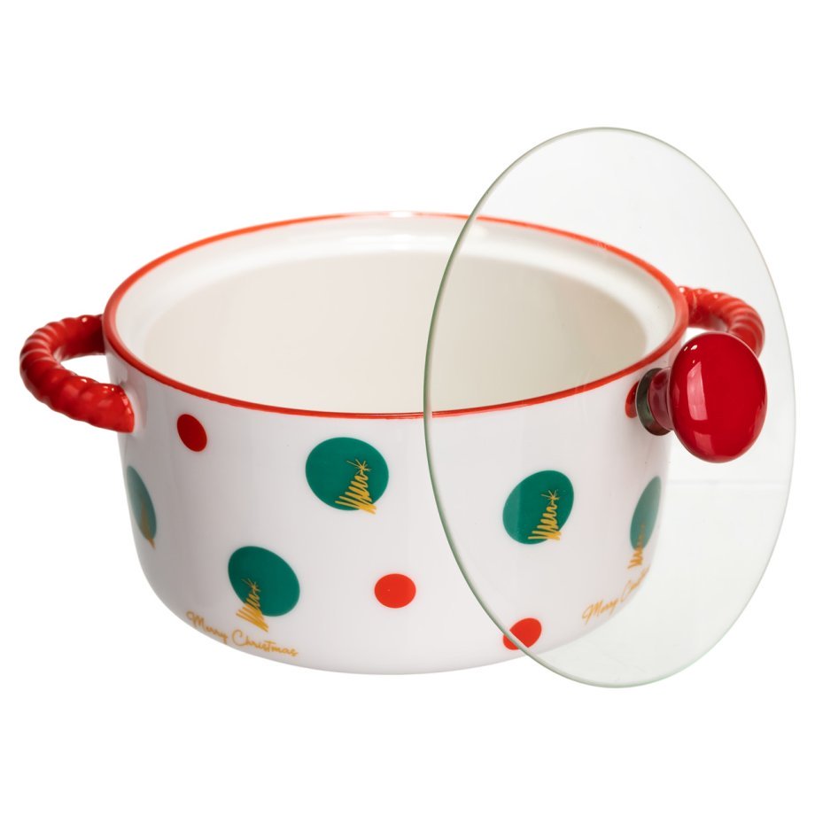 Супниця порцелянова Christmas Tree новорічна 800 (мл) з кришкою Yiwu FM-CS-9D