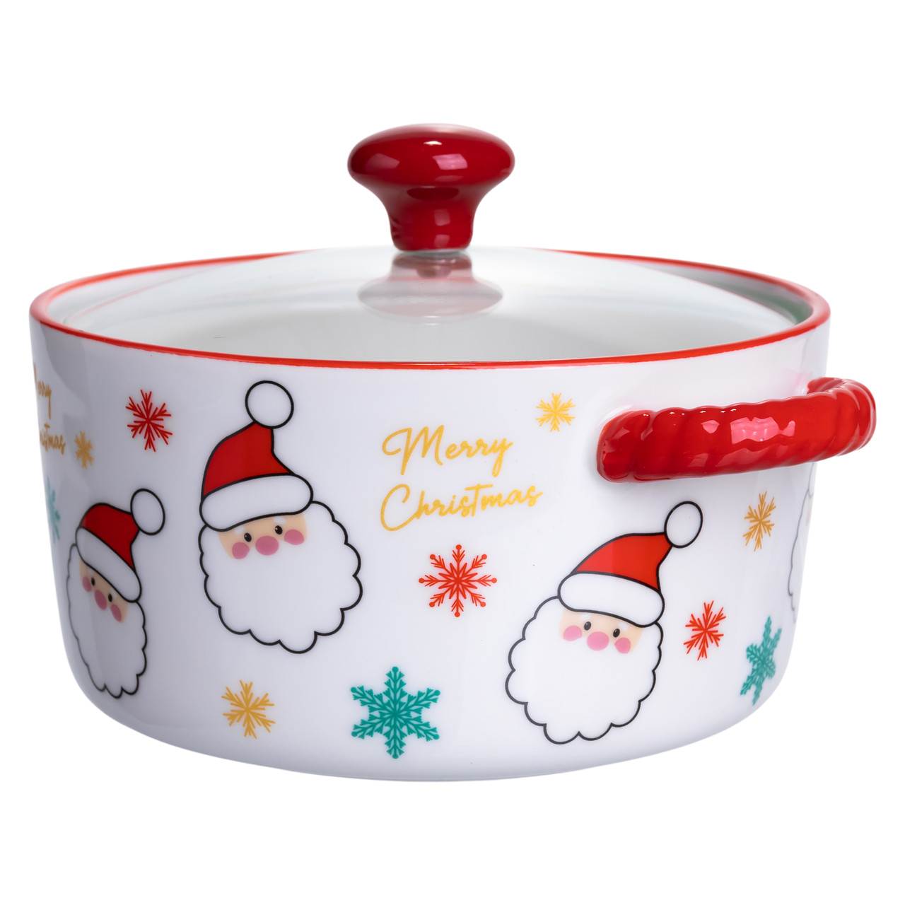 Супниця порцелянова Santa новорічна 800 (мл) з кришкою Yiwu FM-CS-9A