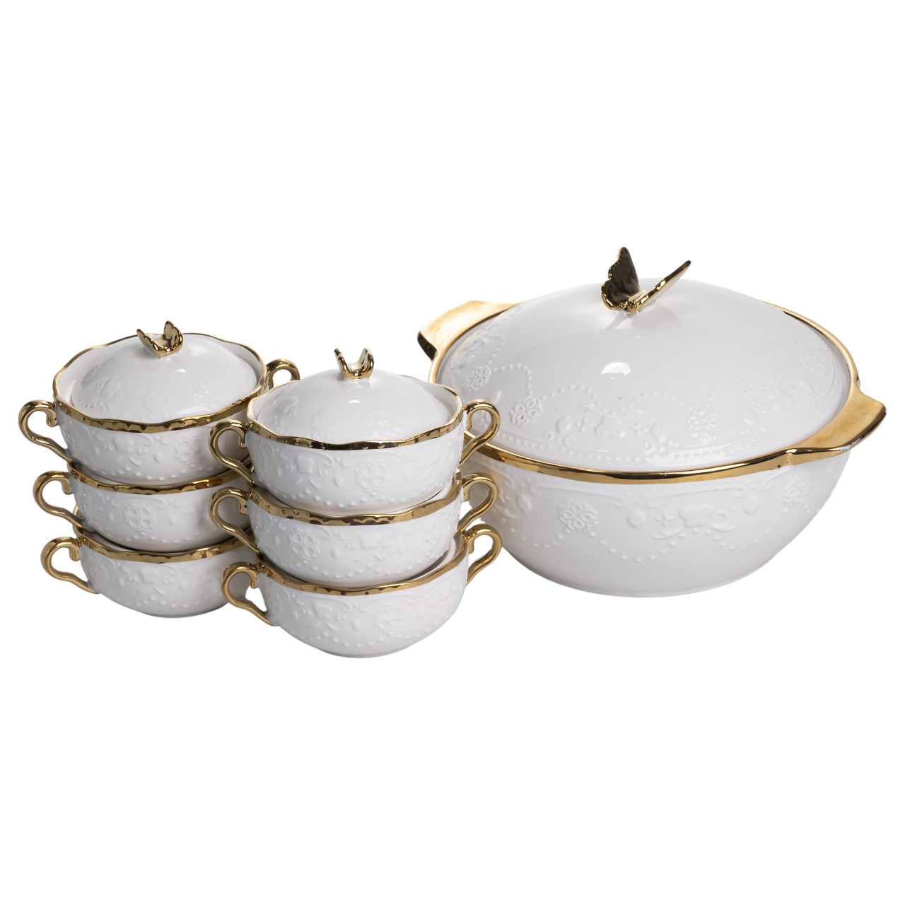 Суповий сервіз на 6 осіб супниця 3 (л) з бульйонницями 300 (мл) тарілки для супу SPW-16