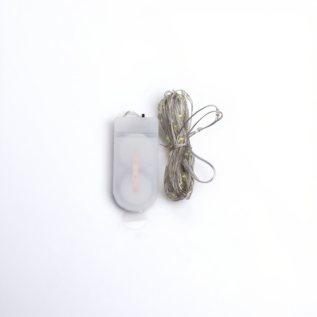 Світлодіодна гірлянда Роса 5 метрів на батарейках 50 led нитка на білому дроті жовта 50L5MWY