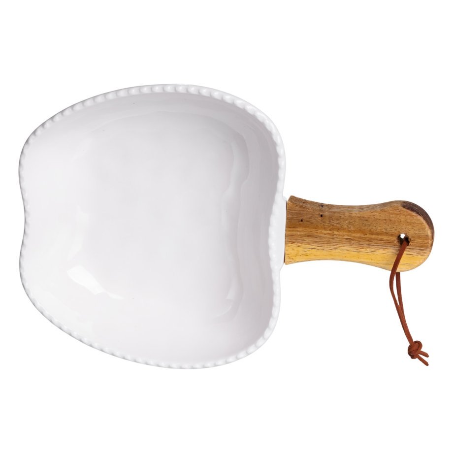 Тарілка порцелянова глибока з ручкою Яблуко 23×16×4 (см) блюдо сервірувальне з ручкою для подачі тарілка сковорода Білий ZJH-15-5