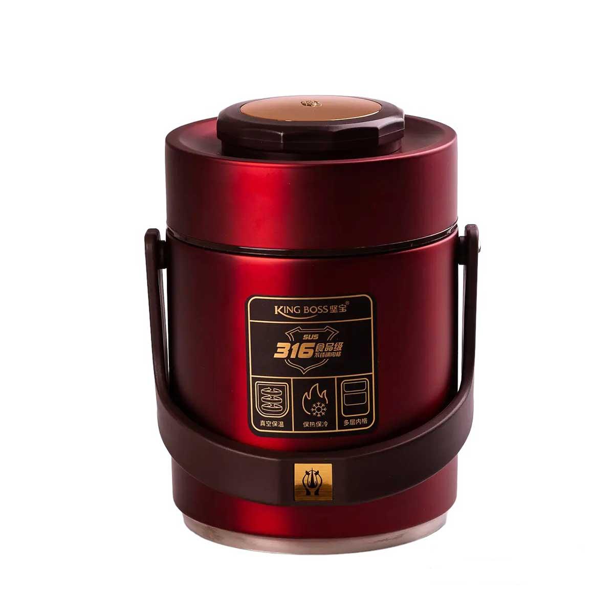 Термос для їжі з 2 контейнерами з нержавіючої сталі на 1.5 літра червоний HP156R