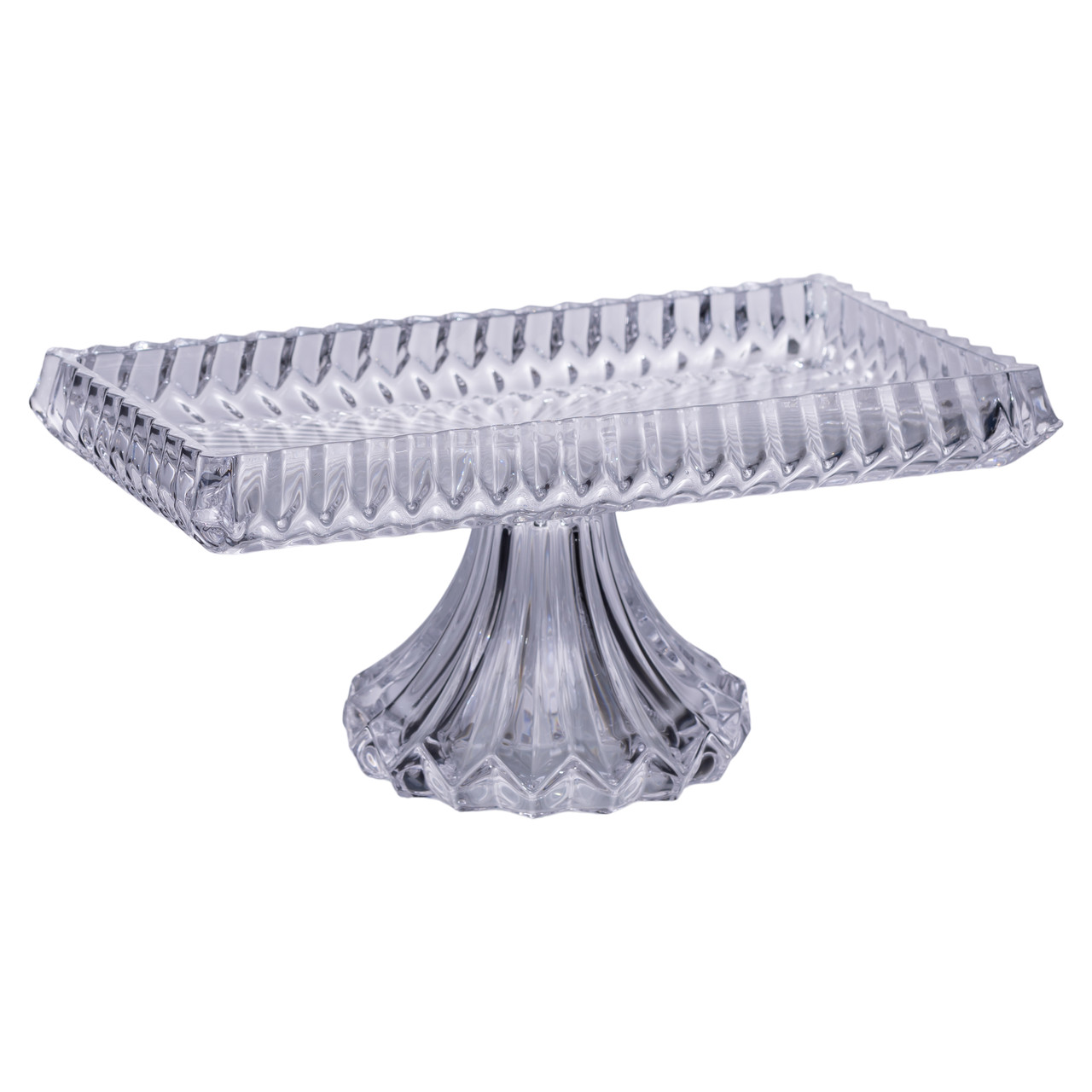 Тортівниця прямокутна на ніжці 28.5×15×13 (см) скляна підставка для торта, капкейків, тістечок HP-19-146L