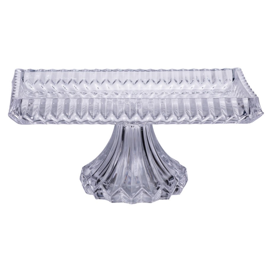 Тортівниця прямокутна на ніжці 28.5×15×13 (см) скляна підставка для торта, капкейків, тістечок HP-19-146L