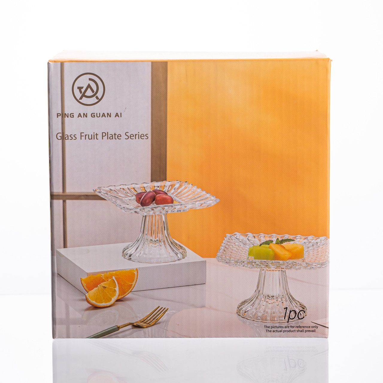 Тортівниця скляна квадратна на ніжці, 16×16 см прозора 64486-15