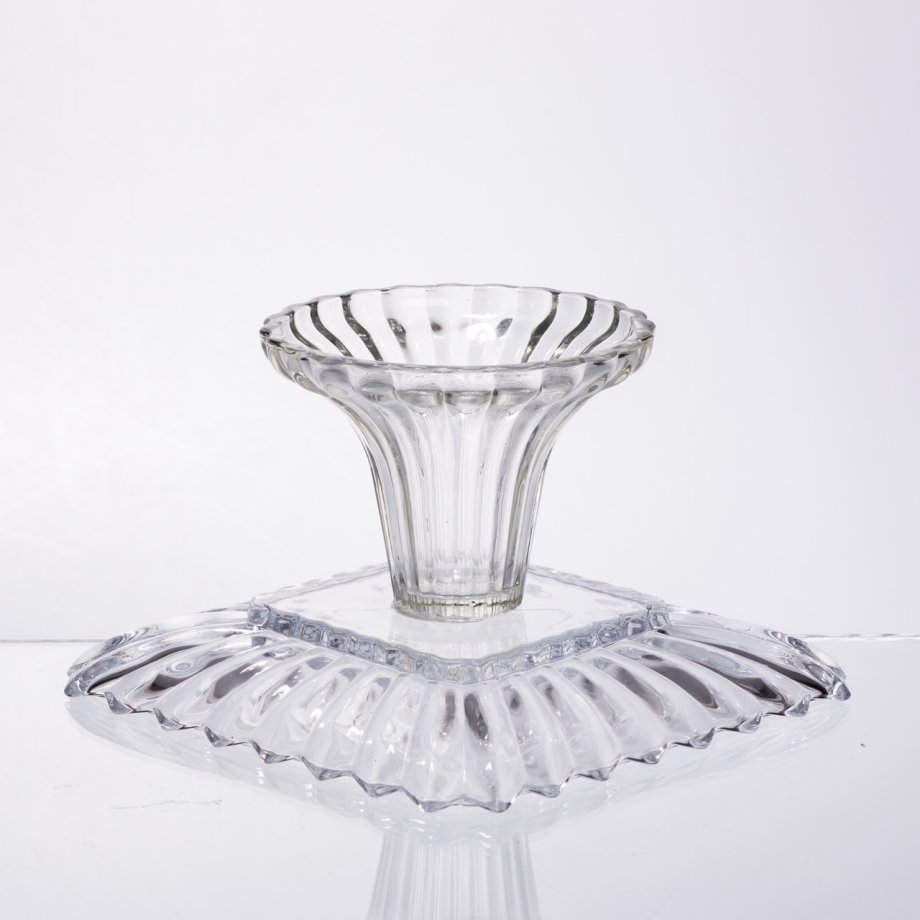 Тортівниця скляна квадратна на ніжці, прозора підставка для торта, десертів, сервірування столу 16×16 см 64486-16