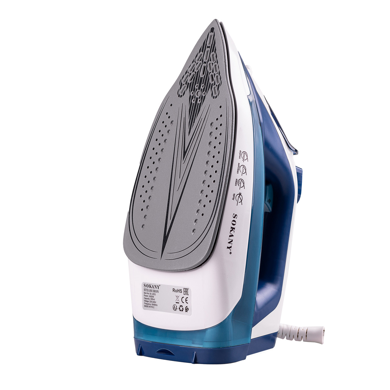 Праска бездротова парова Sokany SK-2055 2400 Вт з підставкою та керамічною підошвою з відпарюванням