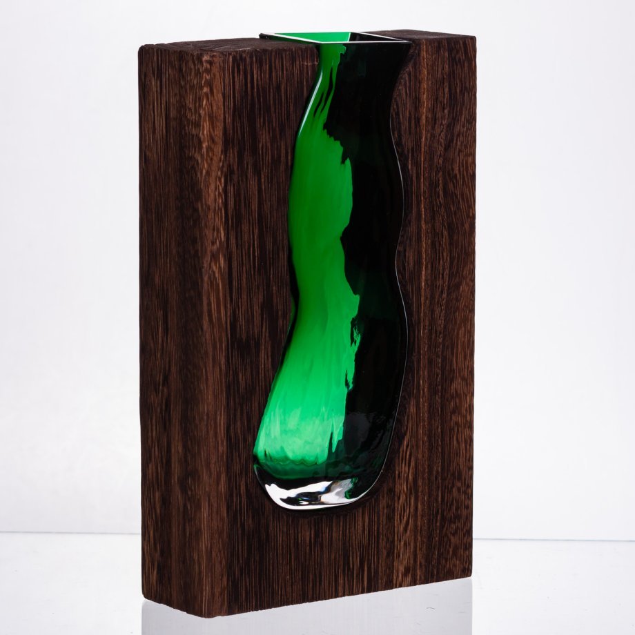 Скляна прозора ваза прямокутна, декоративна ваза для дому стильна для квітів HP-32-1