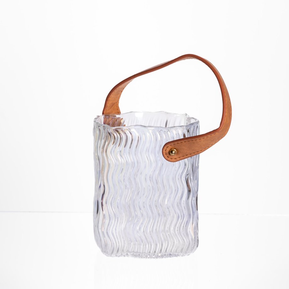 Ваза сумочка з ручкою 12×8.5×16 (см) декоративна скляна ваза для квітів 800 (мл) Прозорий HP-19-154-3