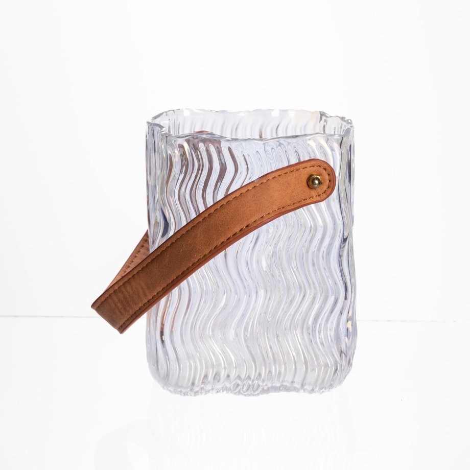 Ваза сумочка з ручкою 12×8.5×16 (см) декоративна скляна ваза для квітів 800 (мл) Прозорий HP-19-154-3