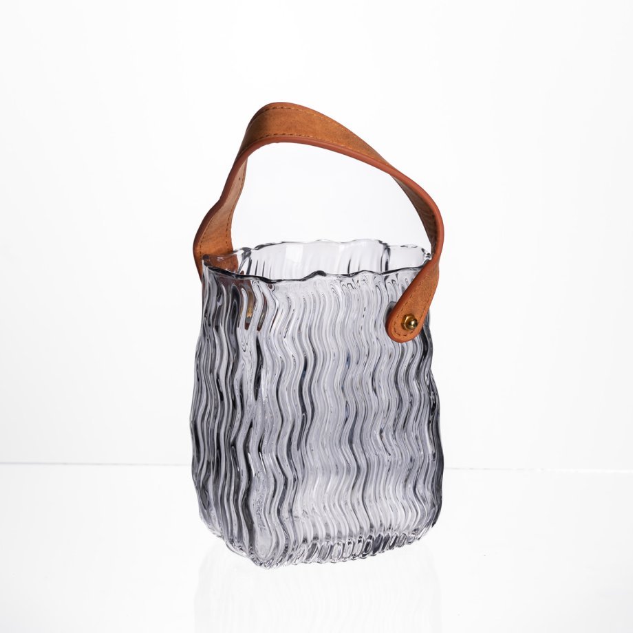 Ваза сумочка з ручкою 12×8.5×16 (см) декоративна скляна ваза для квітів 800 (мл) Сирія HP-19-154-2