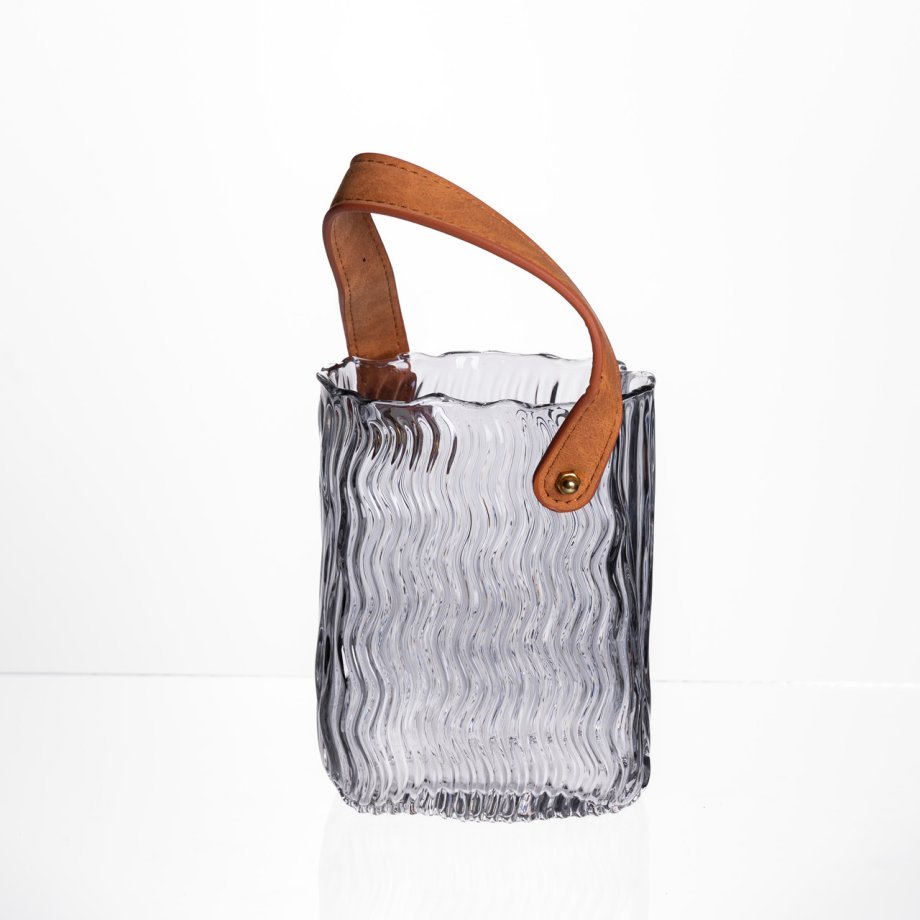 Ваза сумочка з ручкою 12×8.5×16 (см) декоративна скляна ваза для квітів 800 (мл) Сирія HP-19-154-2