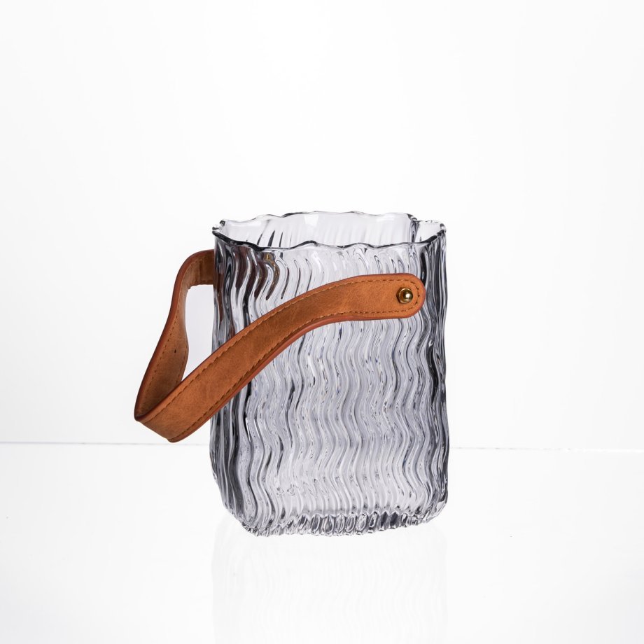 Ваза сумочка з ручкою 12×8.5×16 (см) декоративна скляна ваза для квітів 800 (мл) Сирія HP-19-154-2