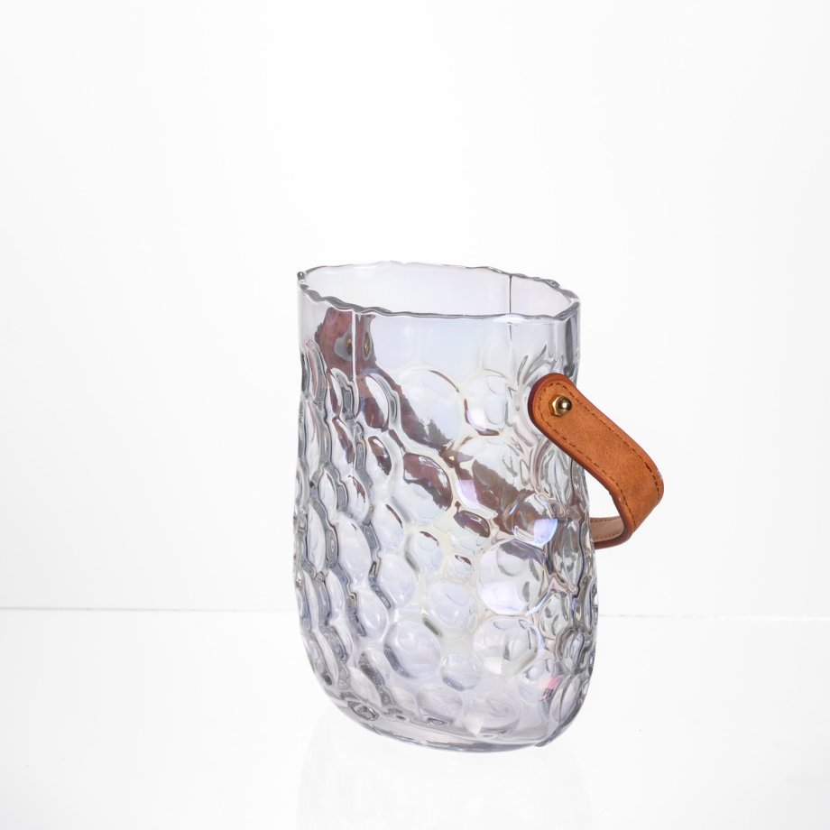 Ваза сумочка з ручкою 13×9.5×18 (см) декоративна скляна ваза для квітів 1.2 (л) Прозорий HP-19-153-6