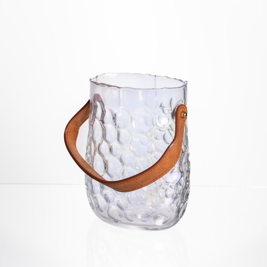 Ваза сумочка з ручкою 13×9.5×18 (см) декоративна скляна ваза для квітів 1.2 (л) Прозорий HP-19-153-6