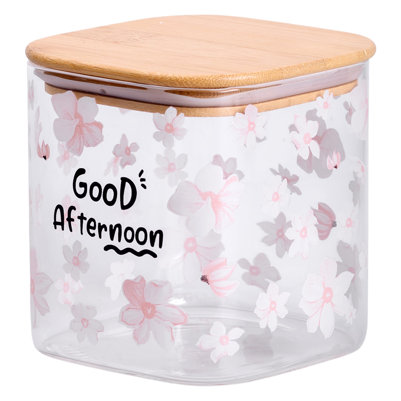 Банка для сипучих продуктів з бамбуковою кришкою 800 мл ємність для сипучих скло HP-34-25