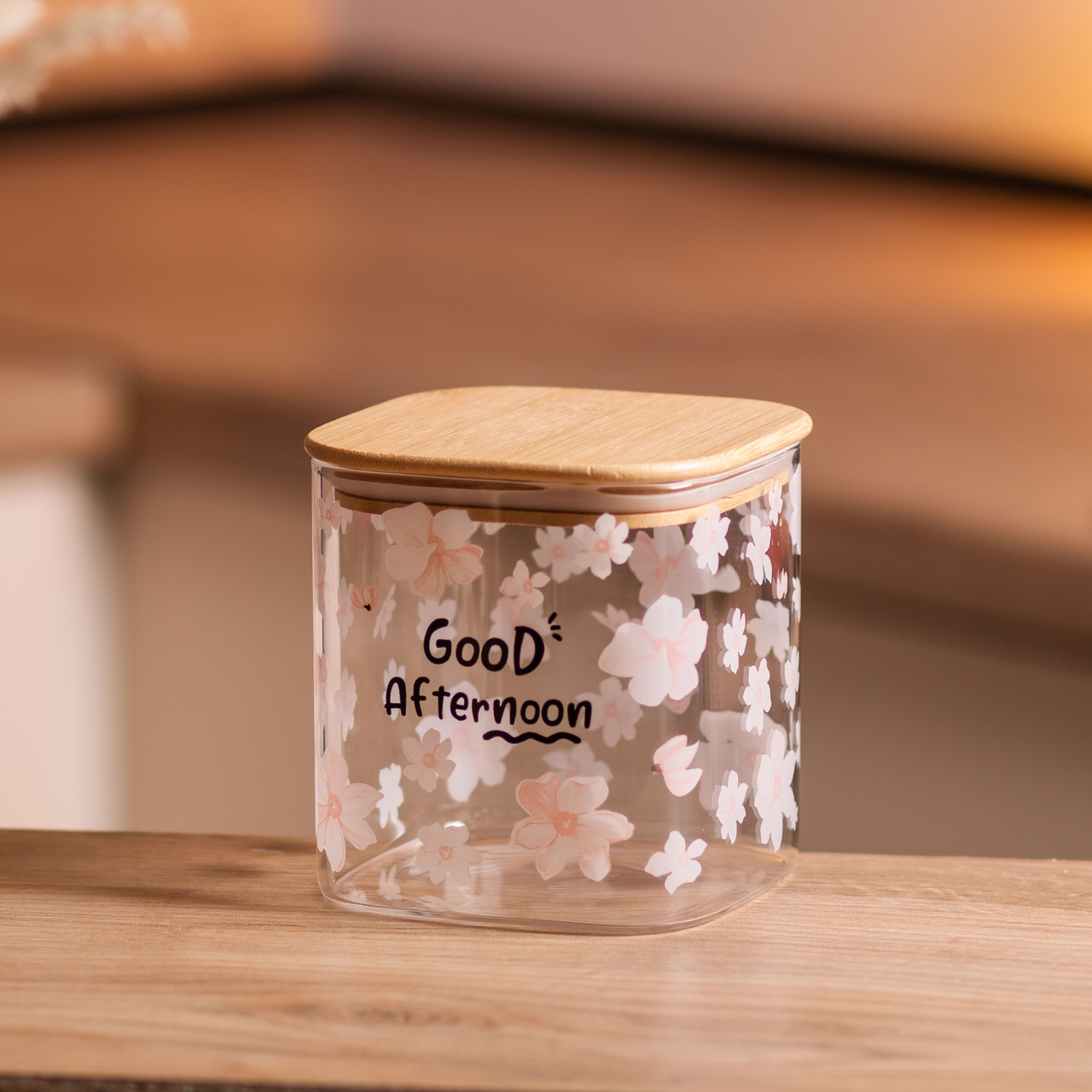 Банка для сипучих продуктів з бамбуковою кришкою 800 мл ємність для сипучих скло HP-34-25