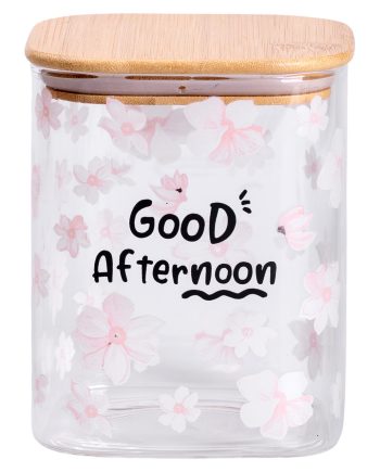 Банка для сипучих продуктів з бамбуковою кришкою 900 мл ємність для сипучих скло HP-34-24