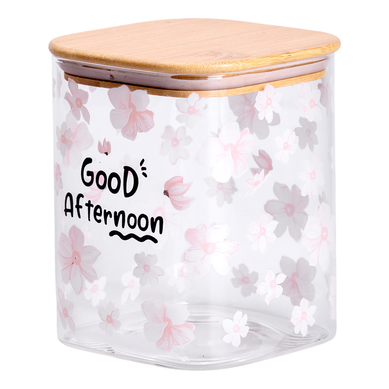 Банка для сипучих продуктів з бамбуковою кришкою 900 мл ємність для сипучих скло HP-34-24