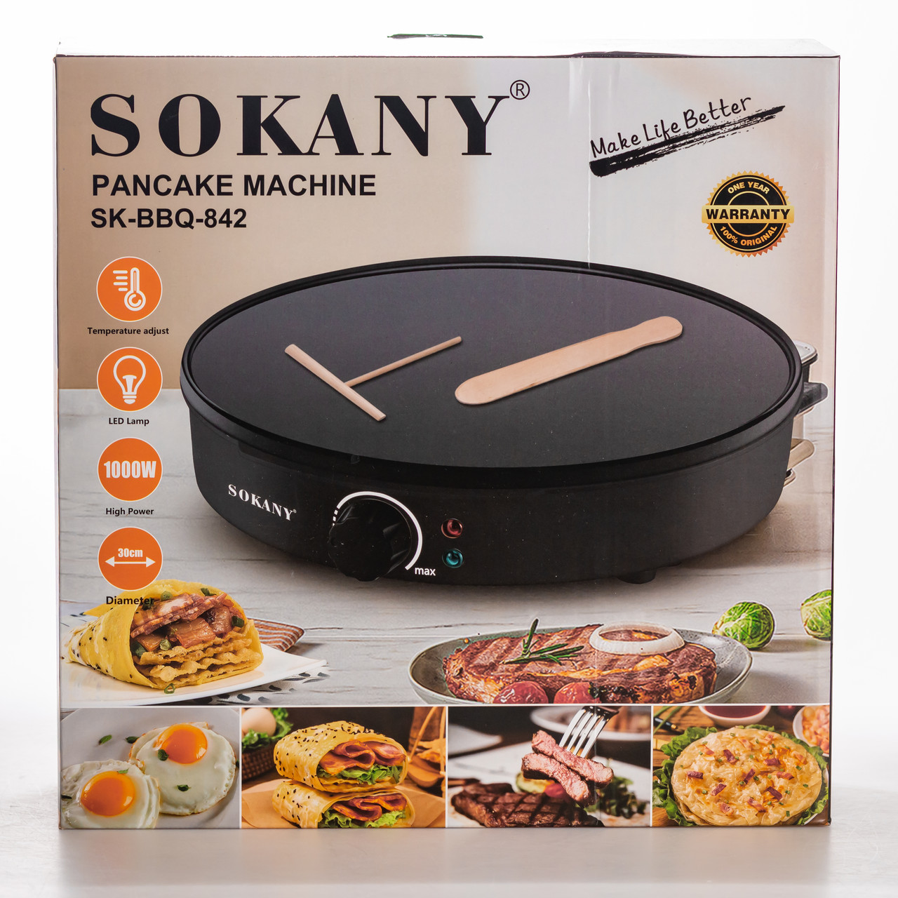 Млинниця електрична Sokany SK-BBQ-842 електромлинниця Ø30 см автоматична млинниця для дому професійна
