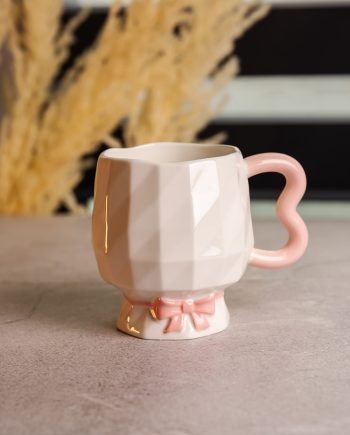 Чашка порцелянова на ніжці 400 (мл) оригінальна кружка на подарунок чашка для чаю та кави Рожевий FM-39C