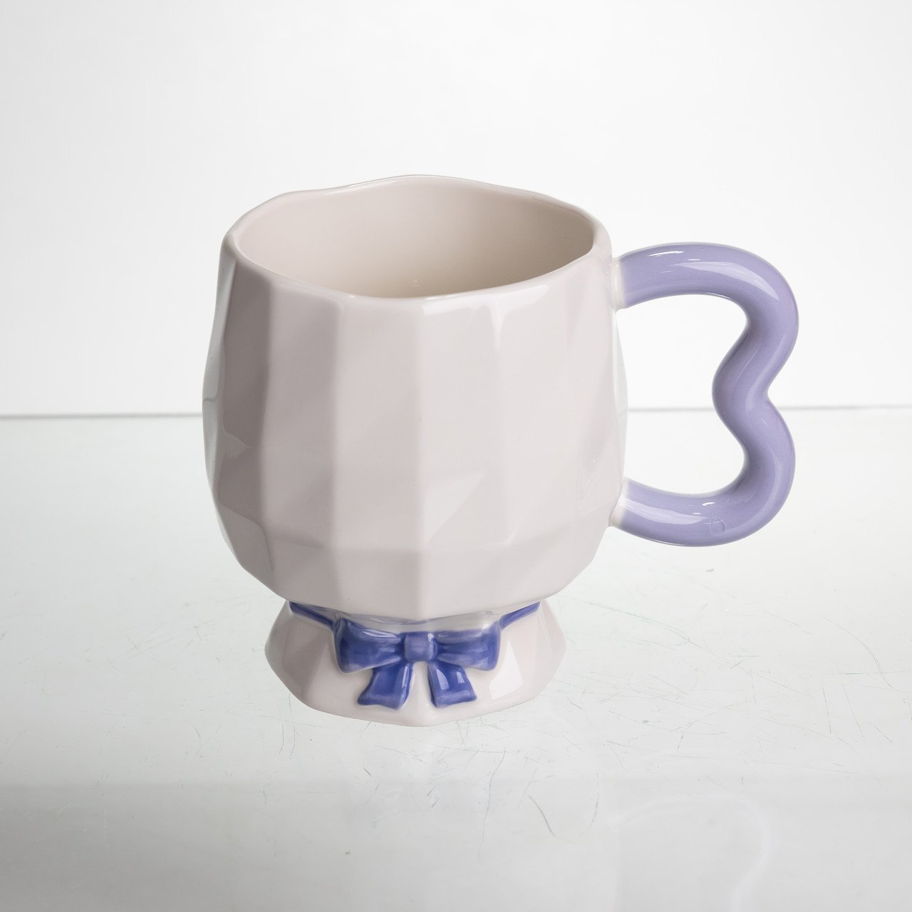 Чашка порцелянова на ніжці 400 (мл) оригінальна кружка на подарунок чашка для чаю та кави Бузковий FM-39A