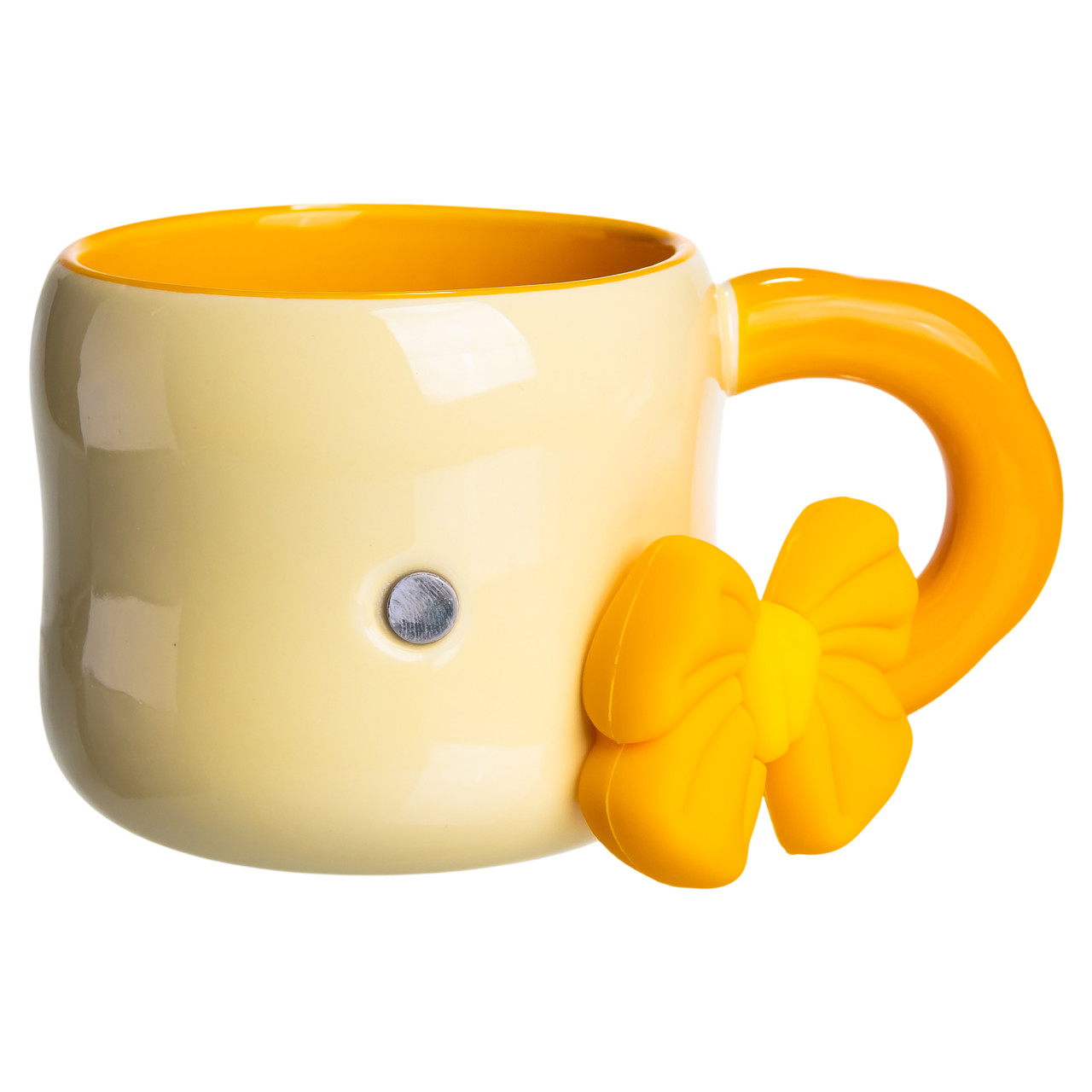 Кубок порцелянова з магнітом Бант 400 (мл) подарункова кружка прикольна чашка для дітей на подарунок Бежевий з жовтим FM-52A